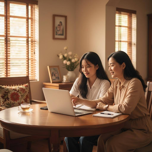 Sự đồng hành và tư vấn từ phụ huynh giúp học sinh tìm kiếm và làm việc online an toàn, hiệu quả.