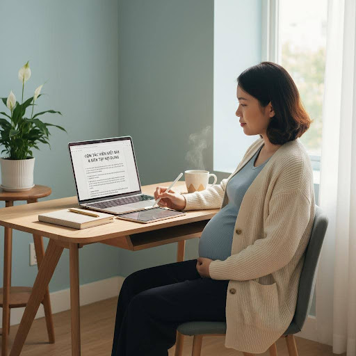 Công việc cộng tác viên viết bài tại nhà mang đến cơ hội phát triển bản thân và thu nhập ổn định cho mẹ bầu.
