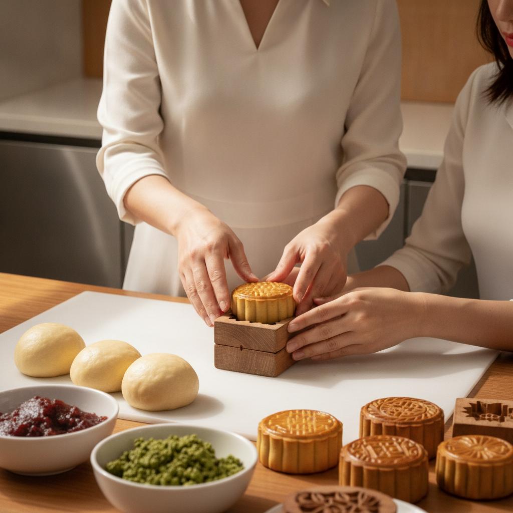 Workshop làm bánh Trung thu là cơ hội để nhân viên học hỏi kỹ năng mới và thưởng thức thành quả.